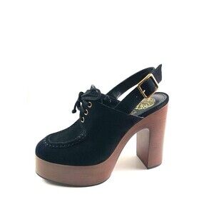 Vince Camuto Women's Inerta Suede Lace Up Slingback Platform Chunky Heel Clog 8M